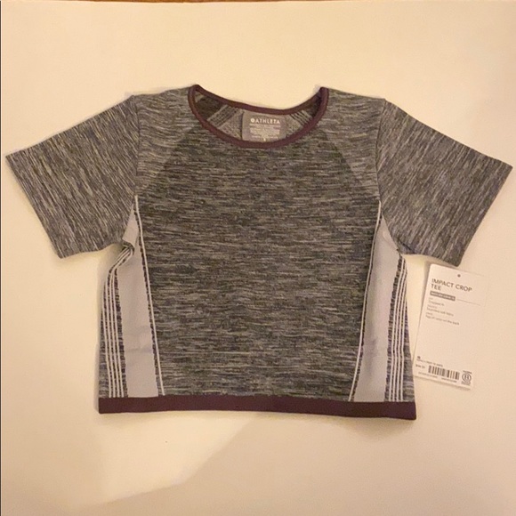 Athleta impact workout crop tee gray XS NWT - Picture 3 of 11